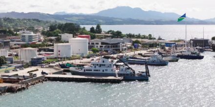 Solomon islands expedition vessel docked
